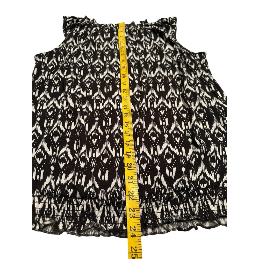 Faded Glory Smocked Blouse Womens 1X / 16W Black & White Summer Lightweight - Picture 10 of 12